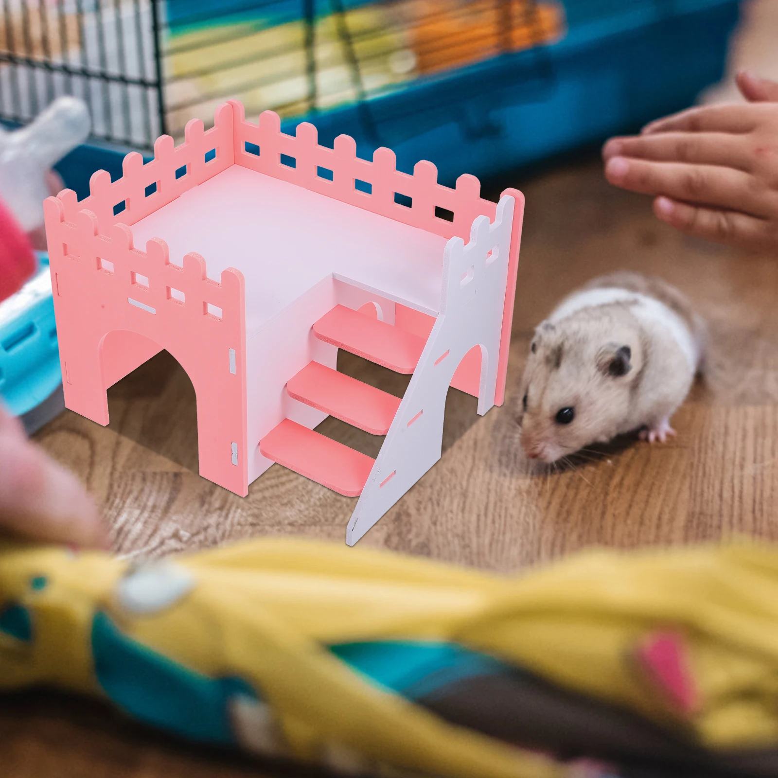

Double Layer Villa Hideout For Hamster Guinea Pig Hedgehog Rat Squirrel Durable Pvc House Cage Toy, Warm Small Pet