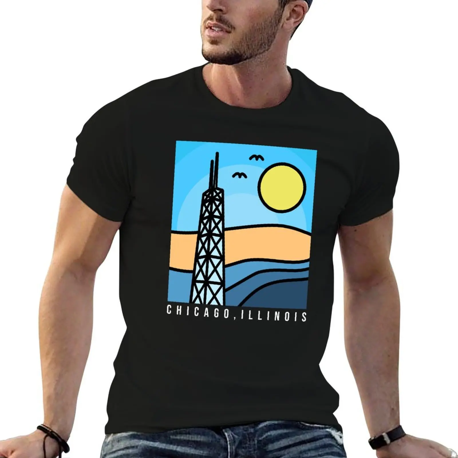 

CHICAGO, ILLINOIS - Vintage HANCOCK Tower Design T-Shirt cotton tshirt 100% t shirts cotton 100% T-Shirt