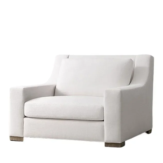 

Простой белый диван из хлопка и льна, трехместный диван, американский кантри, ретро, гостиная, домашний двойной диван