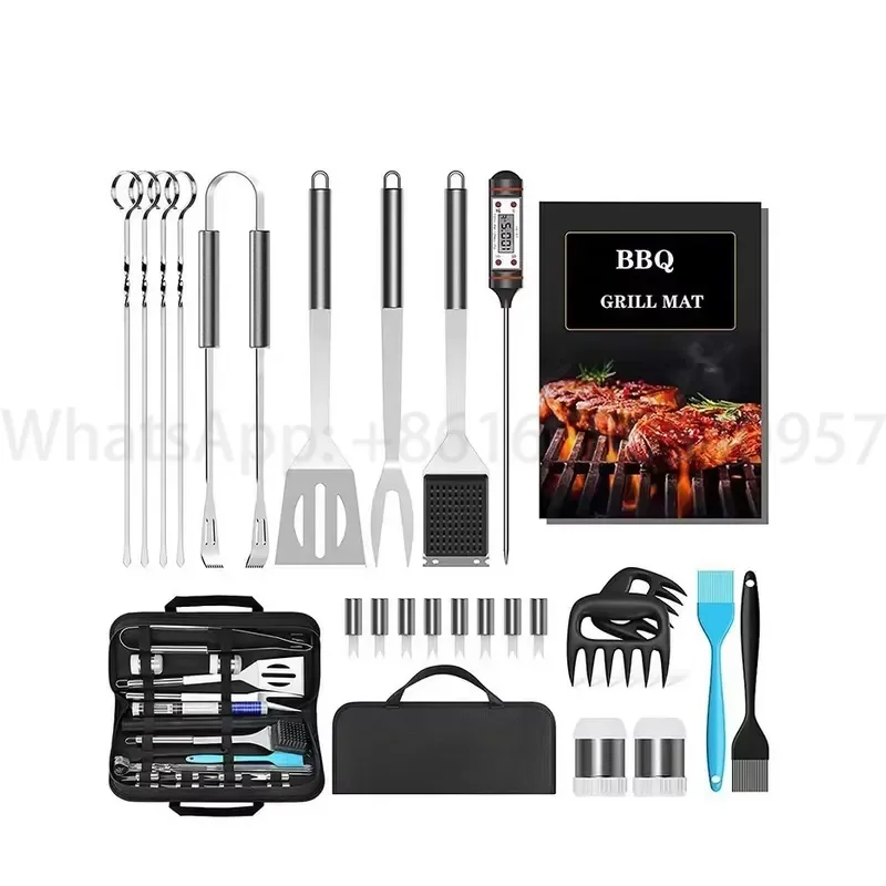 Barbecue Utensil Gifts 25pcs Complete Stainless Steel Grill Accessories Kit BBQ Grillling Tools Set for Smoker Camping