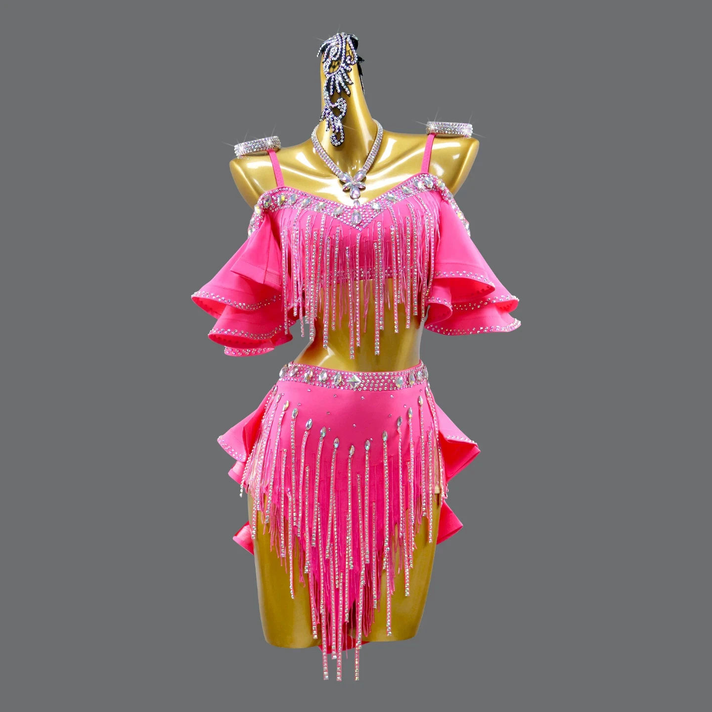 2026 High-End Latin Dance Competition Clothing For Women Sexy Rhinestone Performance Suit Rumba Chacha Latin Dance Wear DQS24347
