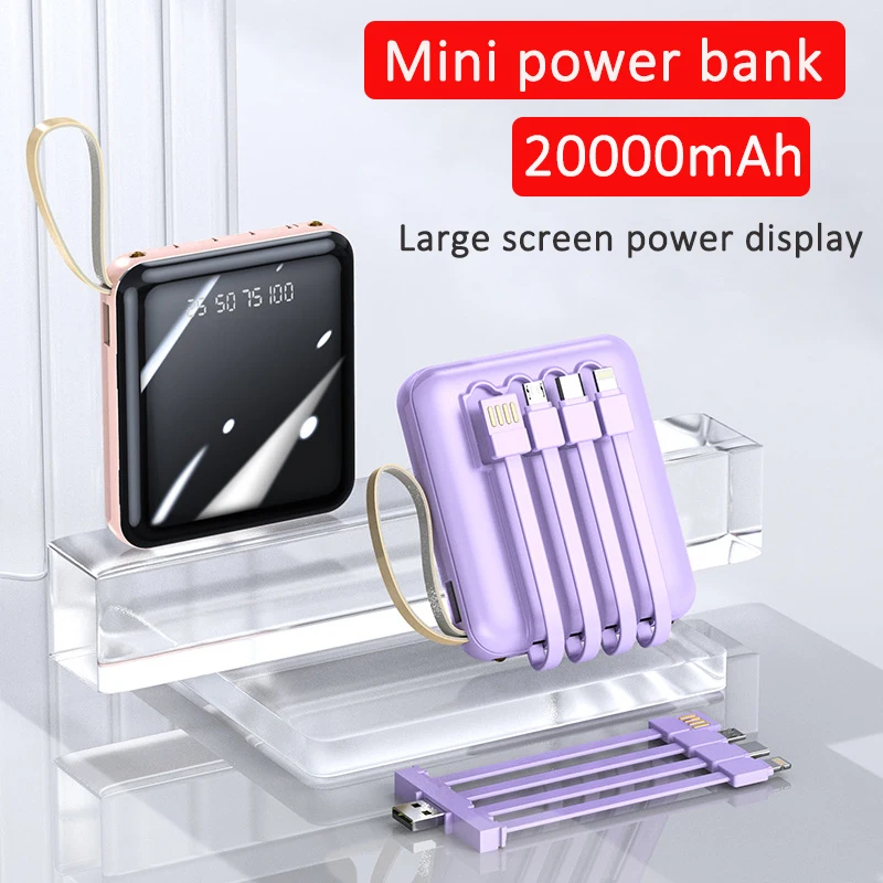 

Mini Power Bank 20000mAh Portable Charger Mirror Screen LED Digital Powerbank External Battery for IPhone Xiaomi Huawei Samsung