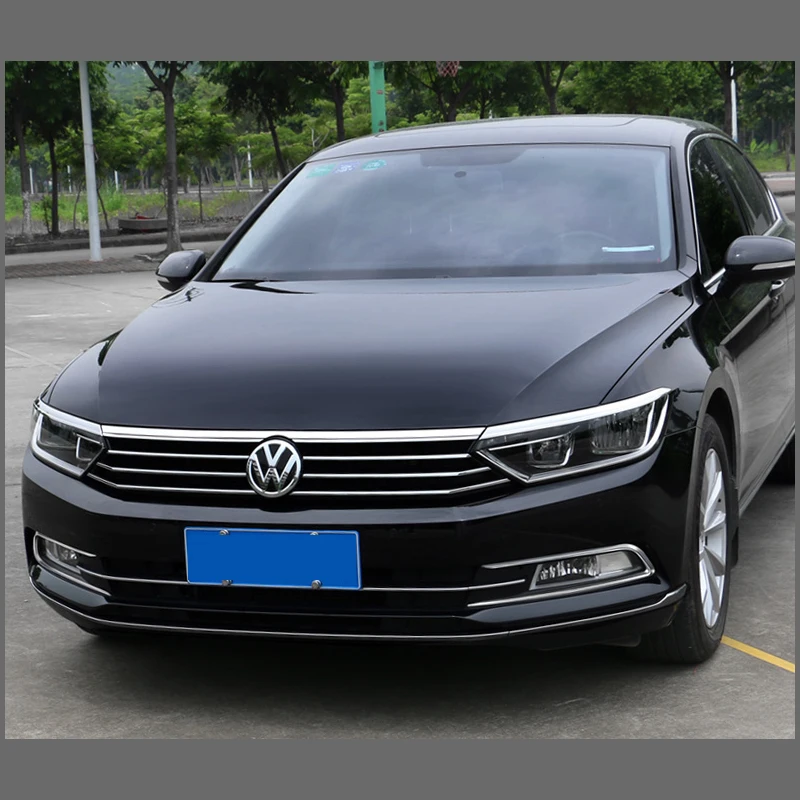 For VW Passat B8 Chorme 2015 2016 2017 2018 2019 Front Bumper Chrome Decorative Strip Fog Lamp Chrome Strip