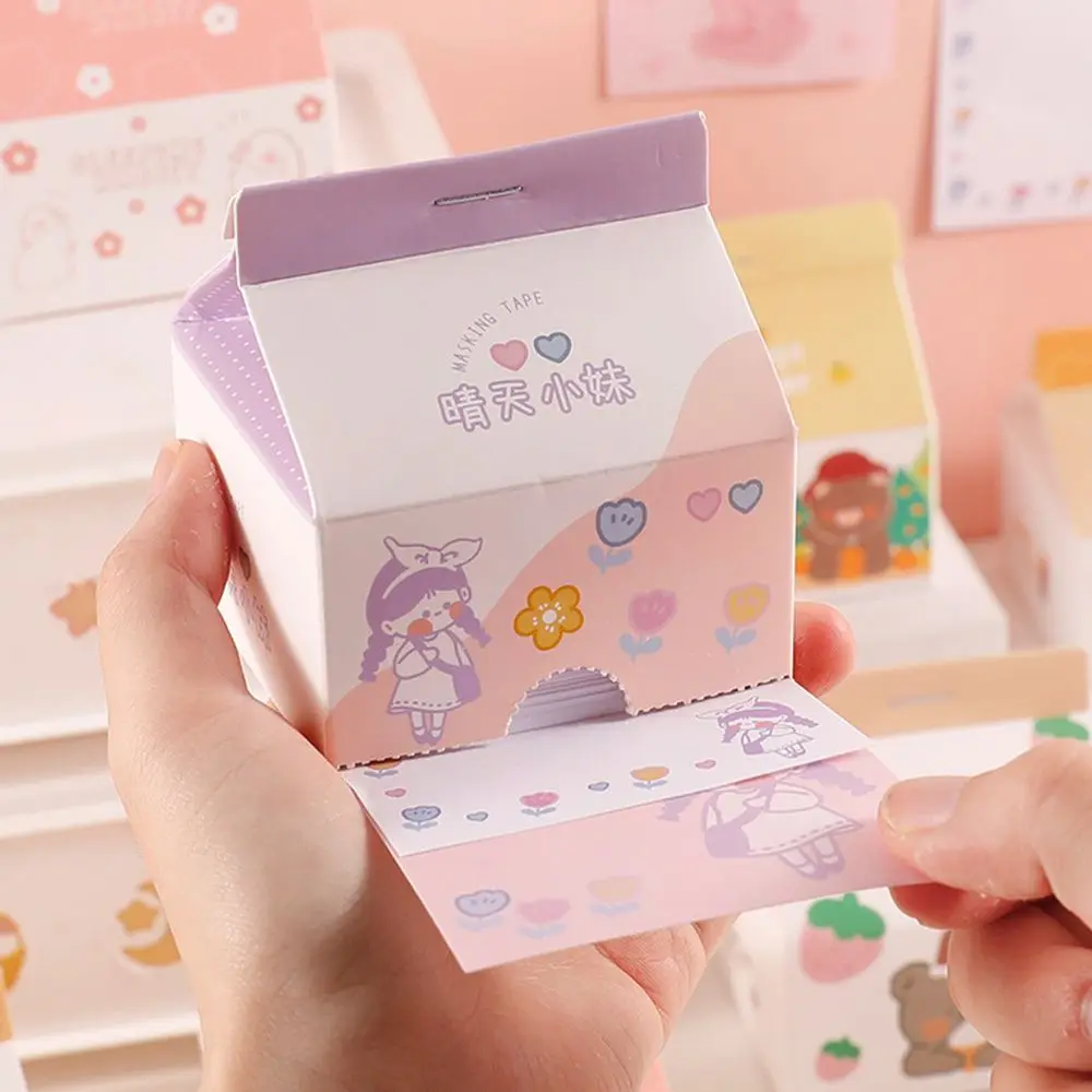 Kawaii Kantoorbenodigdheden Dagelijkse Planner Memo Sticker Melkdoos Verwijderbare Boxed Kladblok Sticky Paper Cartoon Sticky Notes Memo Pad