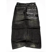 American Y2K Street Trend Bordado de letras pantalones vaqueros sueltos hombres Harajuku nuevo Hip Hop pantalones de pierna ancha de gran tamaño pantalones vaqueros de fregado Unisex