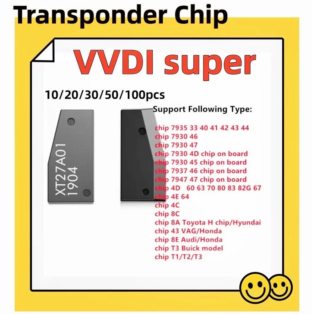 

Супер чип VVDI XT27 XT27A01 XT27A транспондер для ID46/40/43/4D/8C/8A/T3/47/8A чип для VVDI2 VVDI ключ инструмент, 10/50/100 шт.