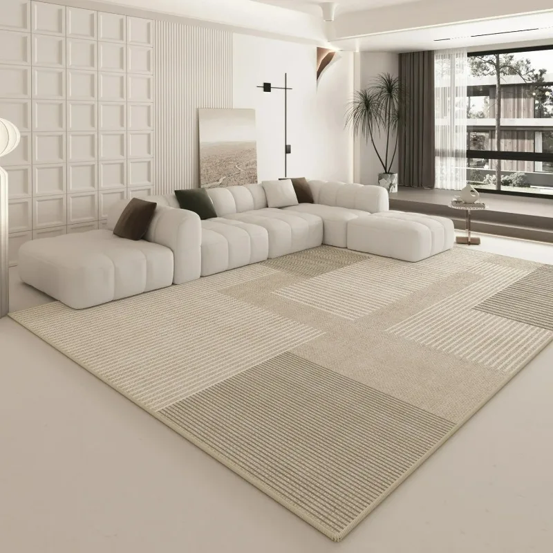 

Cream Color Large Bedroom Rugs Simple Striped Carpet for Living Room Dirty-resistant Home Hotel Floor Mat Office Sofa Lounge Rug
