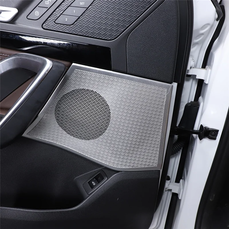 

4 Piece Car Door Audio Speaker Decorative Cover Silver Stainless Steel Trim Interior Accessories For BMW X1 U11 2023 2024