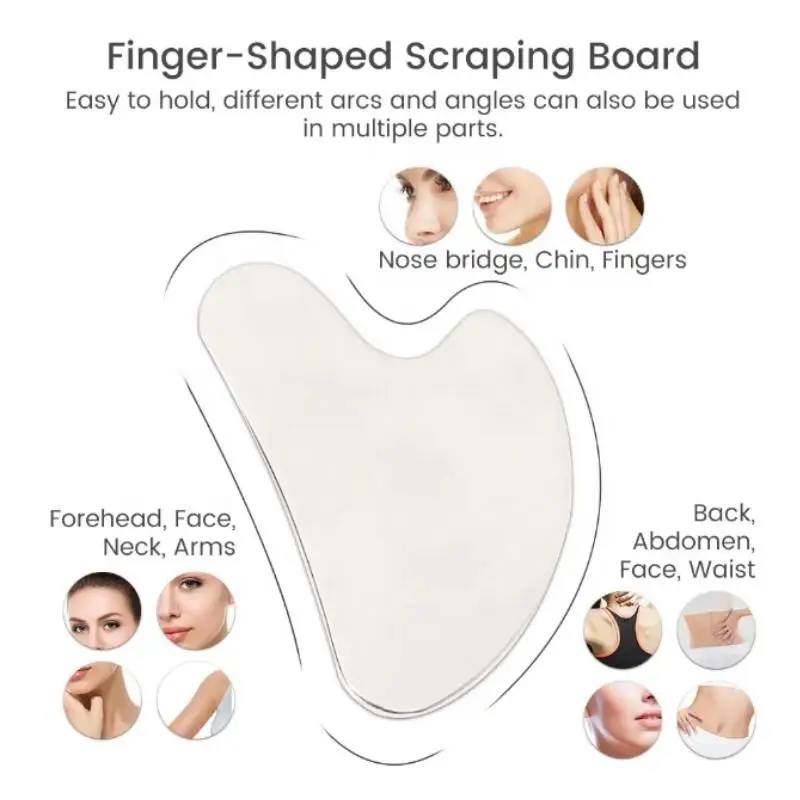 Rodillo de doble cabezal, herramientas para el cuidado de la piel, para cara, ojos, cuello, acero inoxidable 304, masaje de belleza Facial, herramienta Gua Sha en forma de corazón, masaje Facial