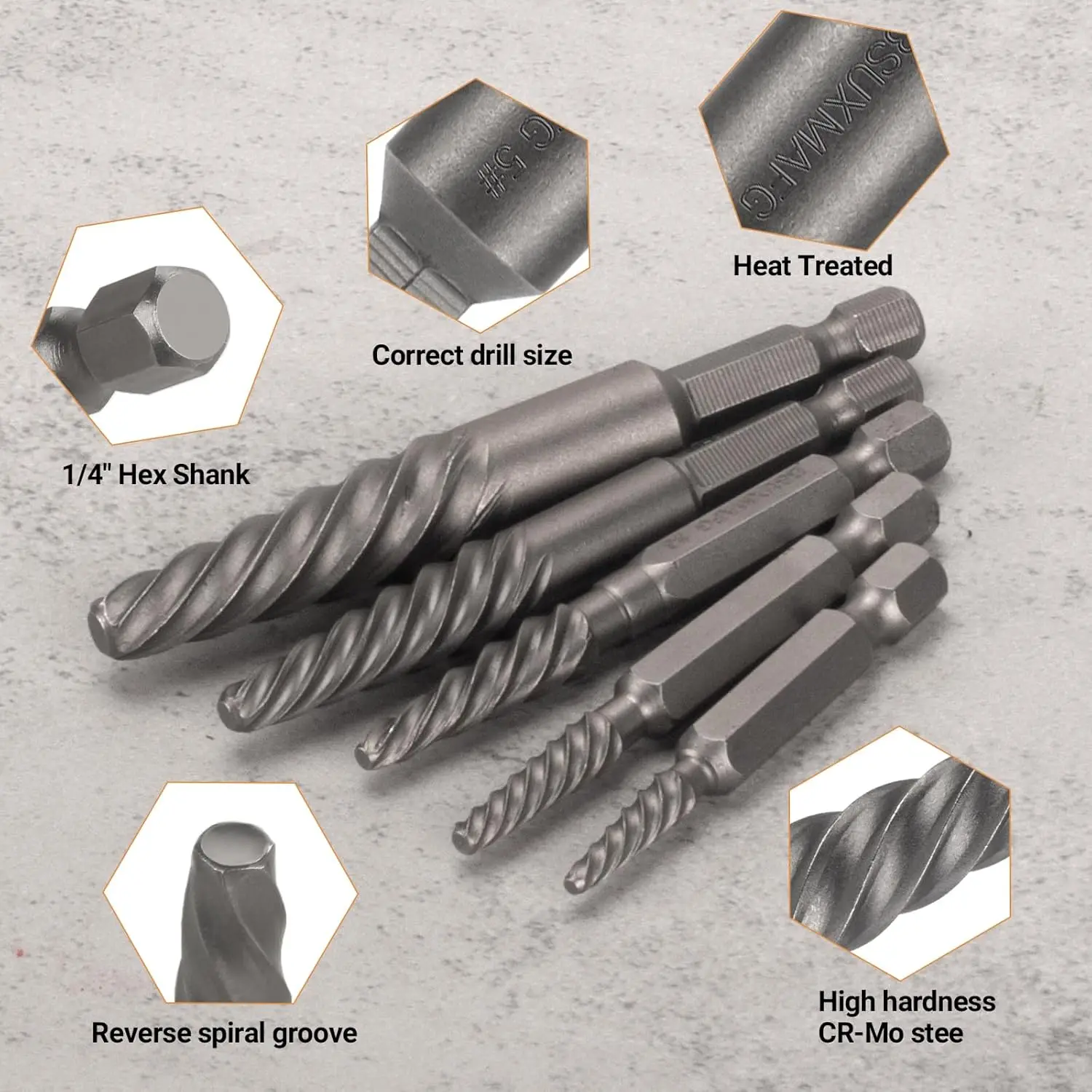 Damaged Screw Extractor Set, 6 Piece Easy Out Bolt Extractor For Easily Remove Broken Bolts, Stripped Screws