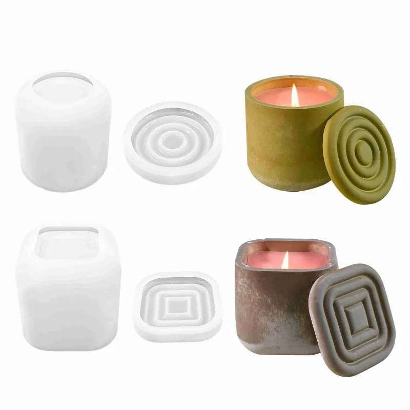 Fai da te rotondo quadrato candela tazza stampo in Silicone barattolo di stoccaggio ornamento ciondolo resina epossidica stampo artigianato domestico decorazione strumento di stoccaggio