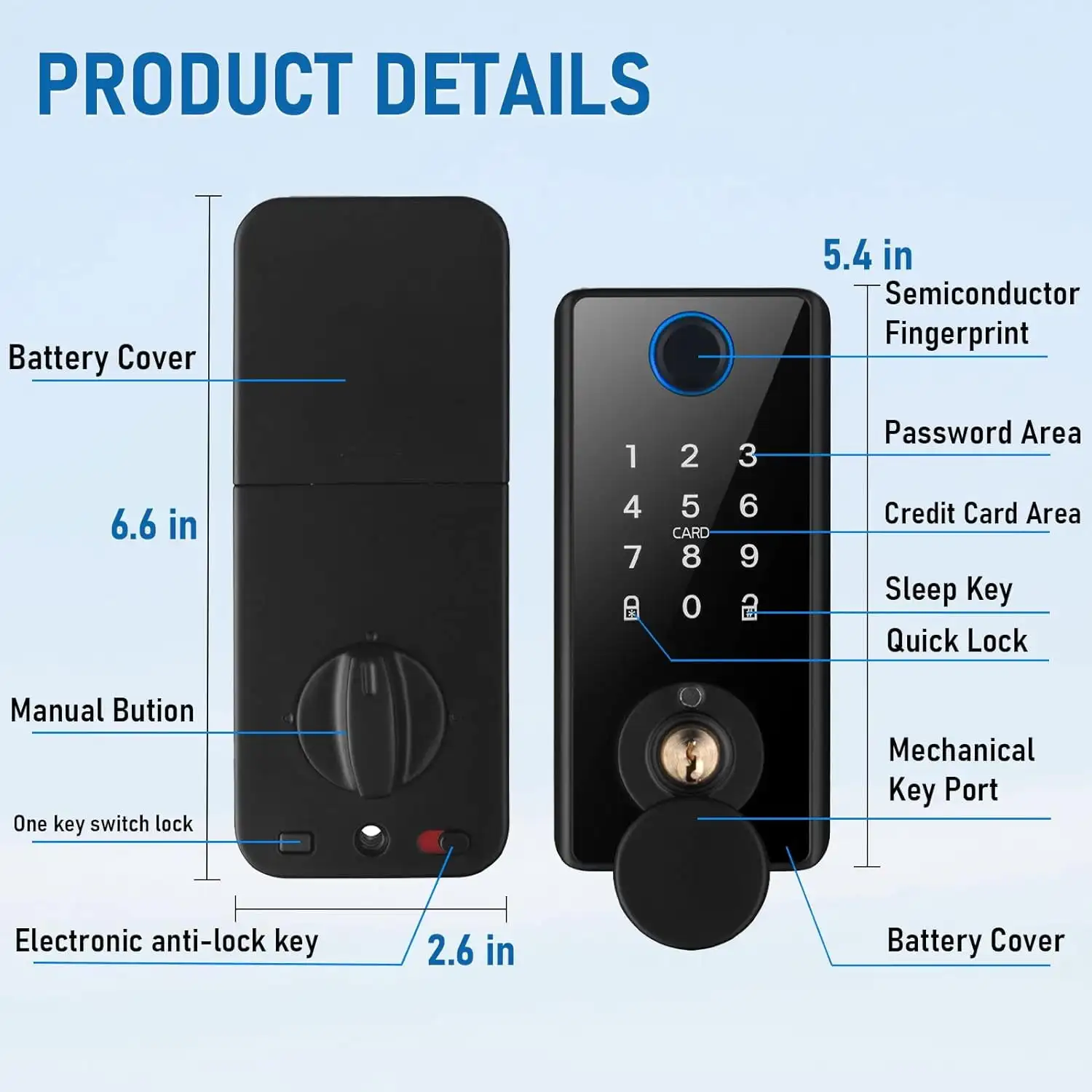 Cerradura inteligente electrónica Bluetooth con teclas biométricas de huellas dactilares, tarjeta IC, teclado con pantalla táctil, bloqueo de