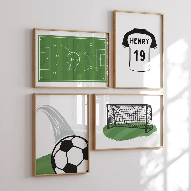 

Custom Name Football Jersey Boy Goal Soccer Wall Art Canvas Painting Kids Room Decoration Nordic Poster And Print Wall Pictures