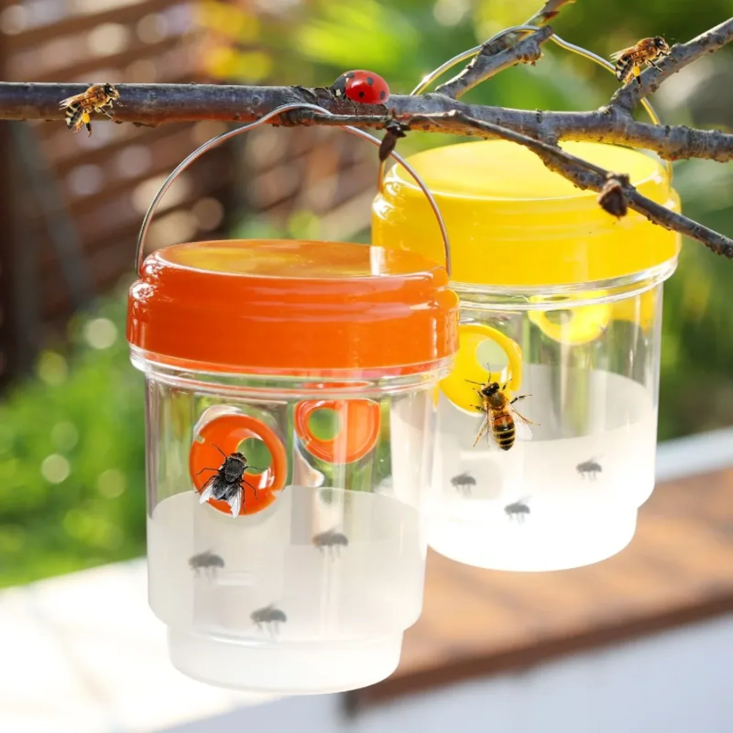 1-6PCS Large Wasp Traps Waterproof Hanging Hornets Trap for Indoor Outdoor Reusable Garden Fruit Fly Catcher Pest Control Tools