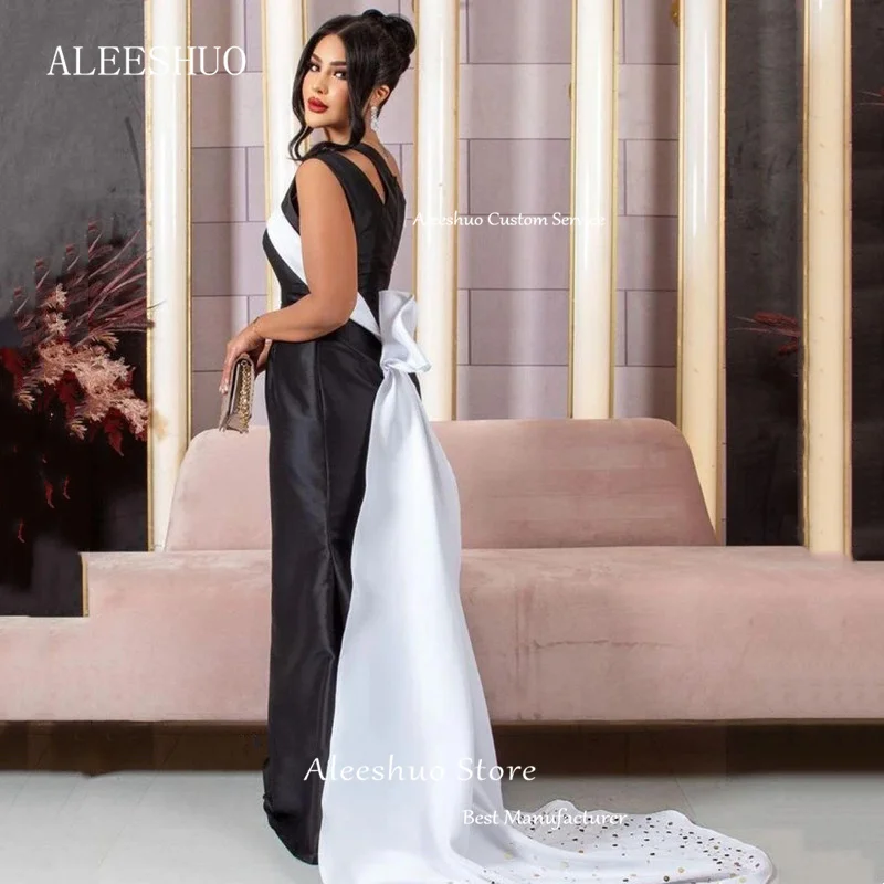 Aleeshuo Vintage schwarze Meerjungfrau Ballkleider sexy One-Shoulder Abend party Kleider ärmellose Perlen boden lange Ballkleid 2024