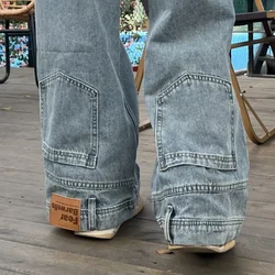 HighStreet Fashion Reverse Wear Jeans for Men Women Autumn Vintage Gothic Baggy Pants Loose Straight Trousers Female Y2k Clothes