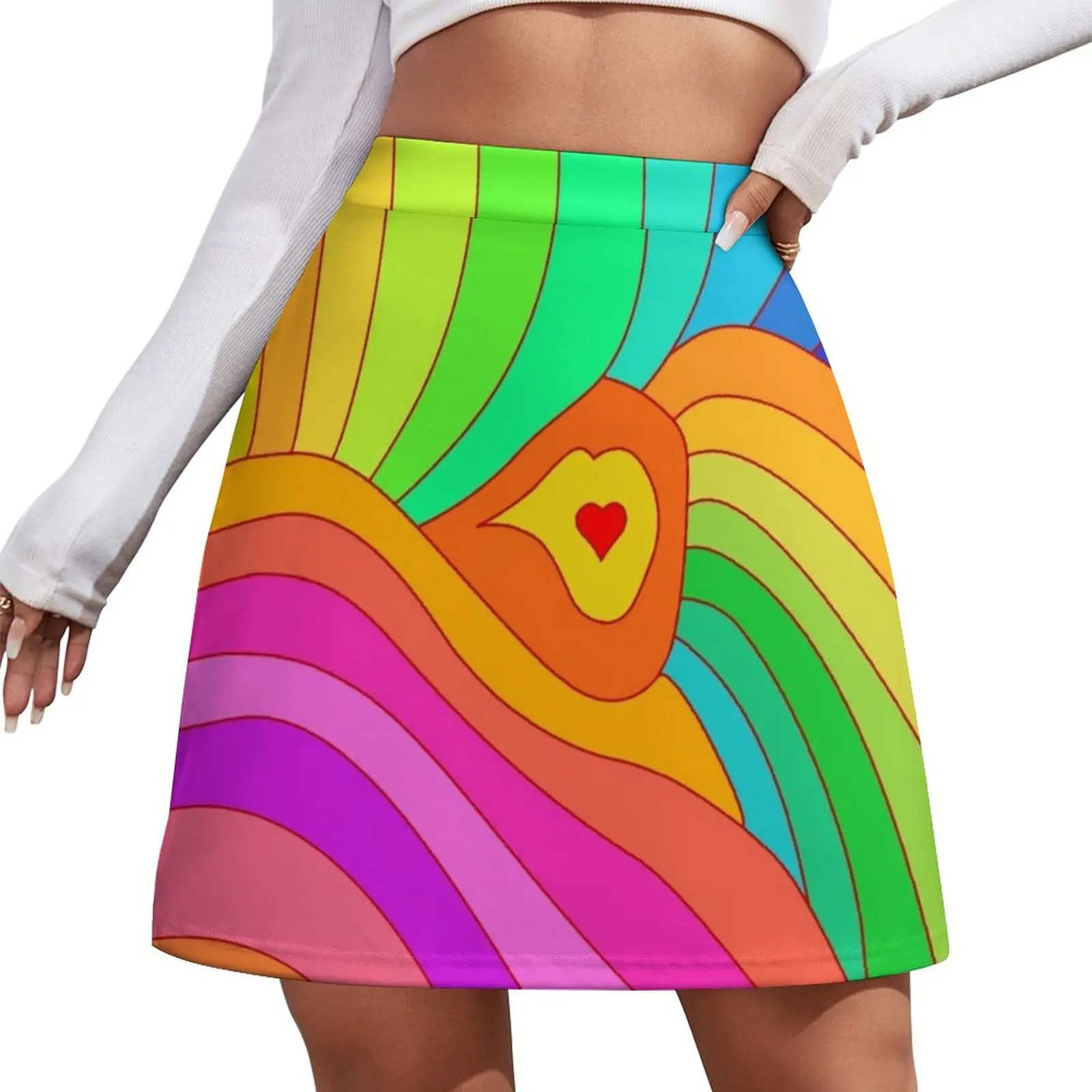 

Psychedelic Rainbow Mini Skirt skirts for womens korean style clothes summer outfits for women 2025 Mini Skirt
