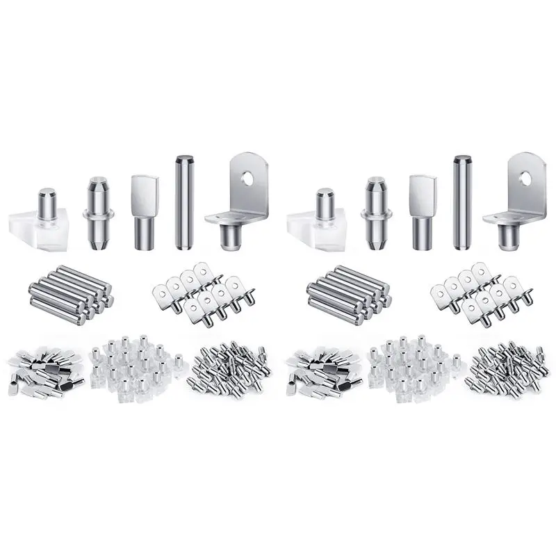 

Набор креплений для полок ABWR-240Pcs, 5 типов крепежных элементов для полок, опорные штыри для полок, крепления для полок шкафов, крепления для книжных полок