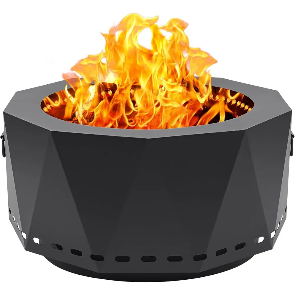 

Large 25 Inch Outdoor Smokeless Fire Pit with Portable Metal Wood Stove for California