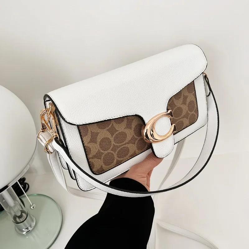 2024 New Printed Fashionable Small Square Bag with Contrast Color Crossbody Simple Women\'s Bag