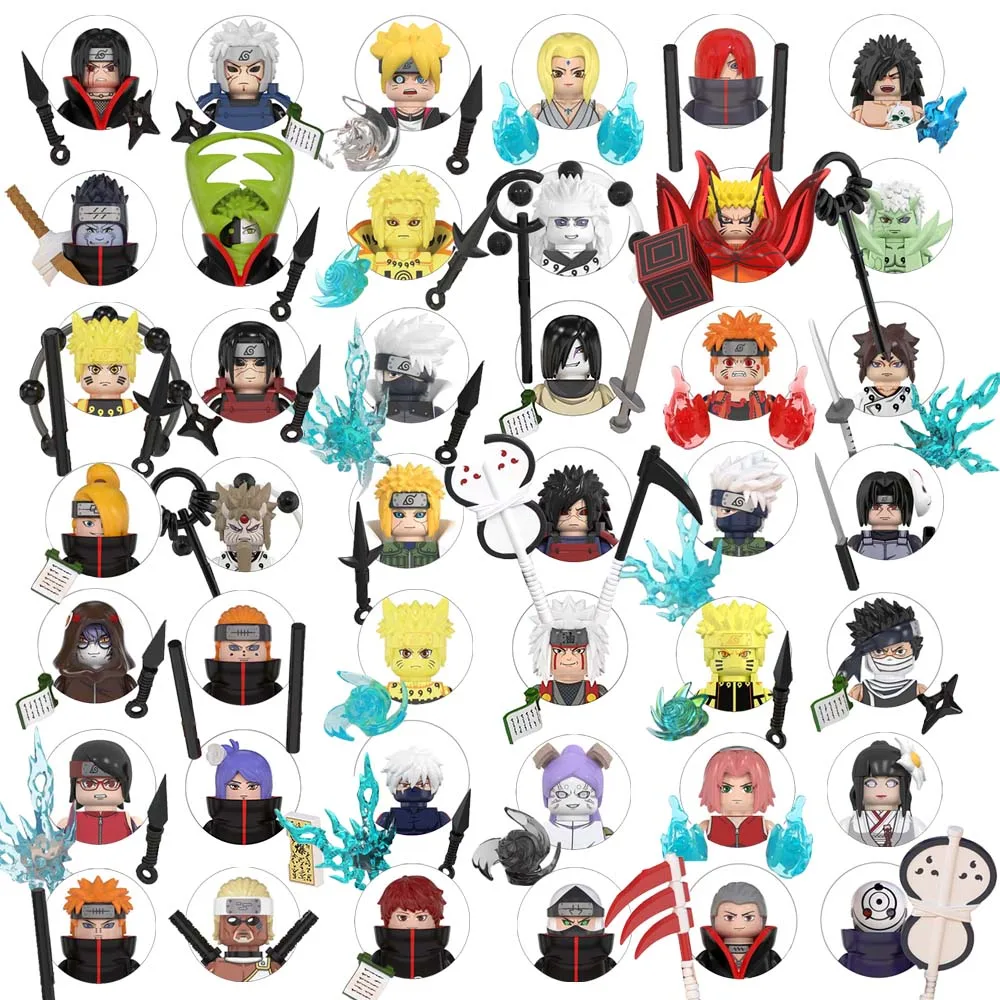 8 stks/set Naruto Animatie Spel Perifere Speelgoedstenen Cartoon Actiefiguren Montage Puzzel Onderwijs Collectie Ornament Model - afbeelding 2