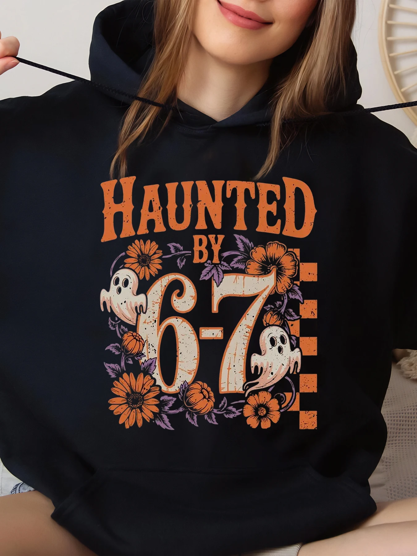 

Толстовка с капюшоном на Хэллоуин с привидениями от 6-7 Ghosts, женская повседневная одежда, черный, большой размер