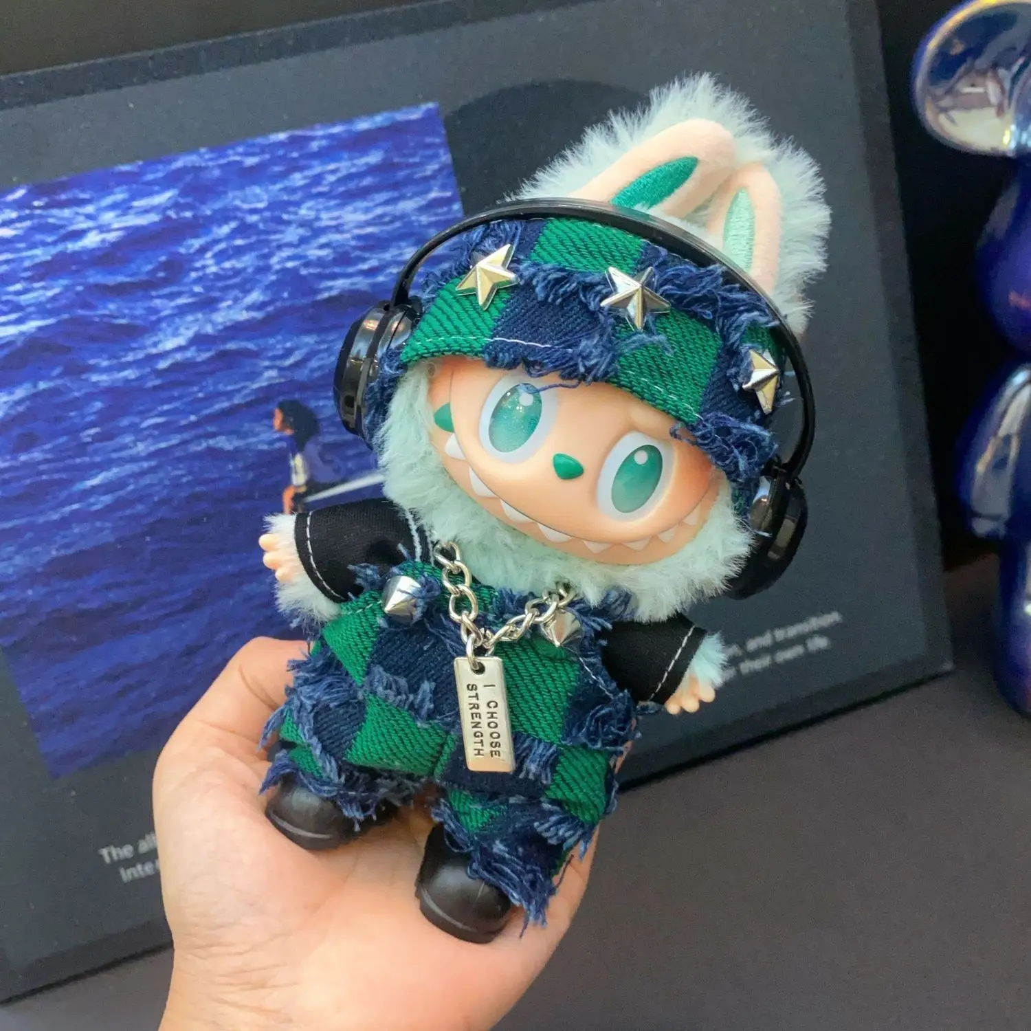 Vêtements de poupée Labubu Hip Hop américain 17CM V1 V2 V3, accessoires de vêtements de poupée, vêtements de poupée, cadeaux, ensemble pendentif de décoration