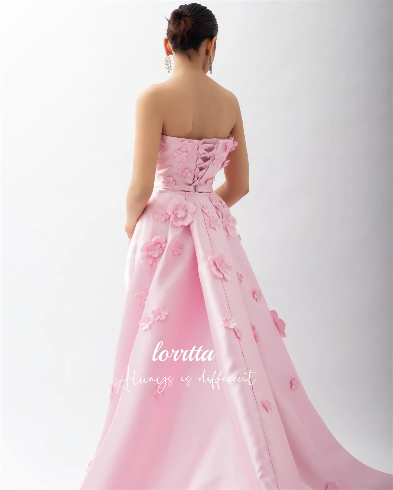 Lorrtta mulher de luxo vestido de noite feminino 3d flores rosa elegante vestidos de festa 2024 baile de formatura casamento sharon feliz فساتmavera