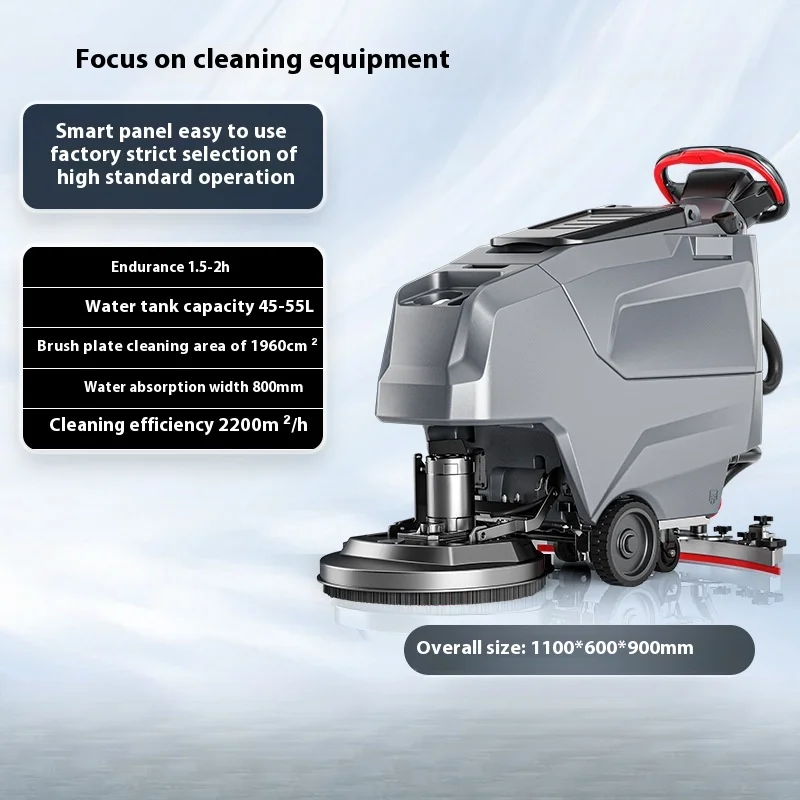 Industrial Floor Scrubber, Commercial Factory Workshop Floor Scrubber, Hand Push Suction Mop Integrated Sweeping Machine