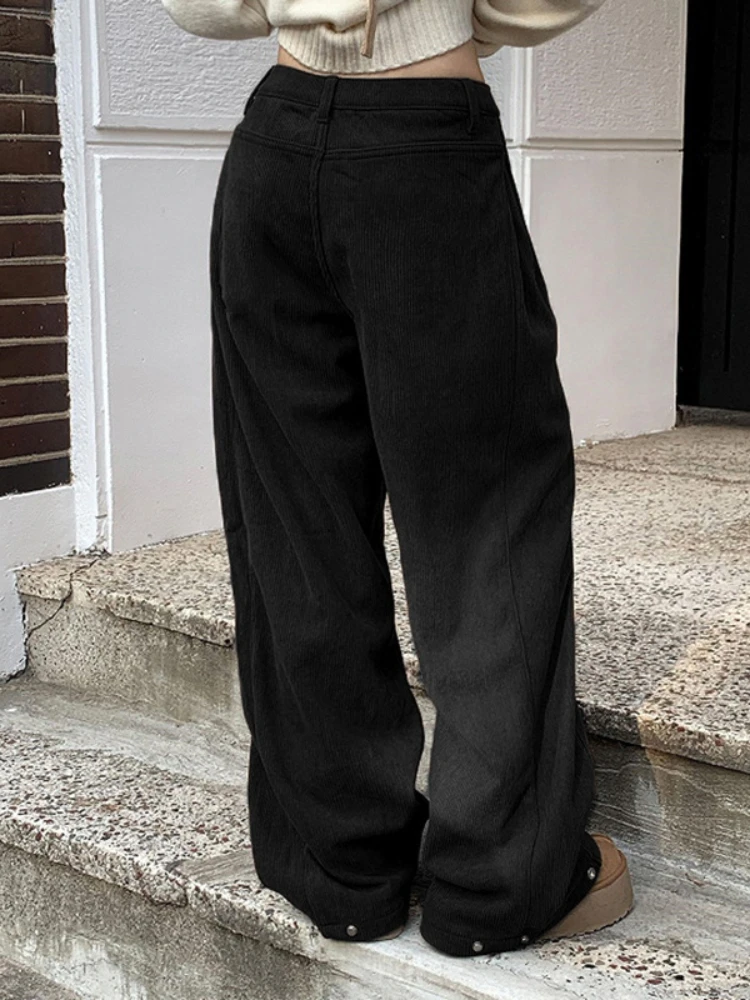 Pantalon baggy en velours côtelé U pour femme, salle de bain, salle de bain, salle de bain, salle de bain, salle de bain, salle de bain, streetwear décontracté, marron, noir, vintage, Y2K, 2024