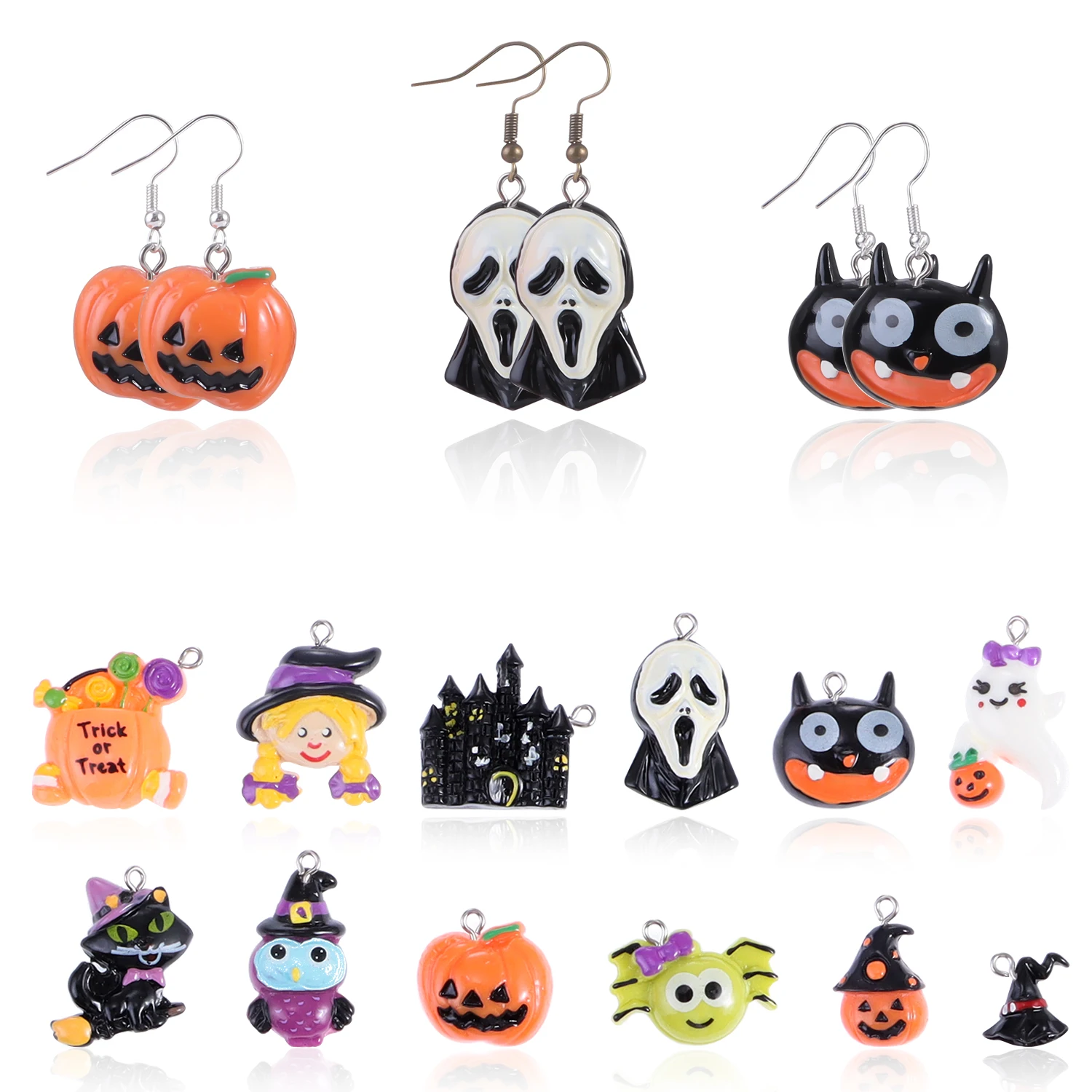 10/30/50pcs Halloween resin pendant Kawaii for DIY jewelry necklace bracelet for Halloween parties