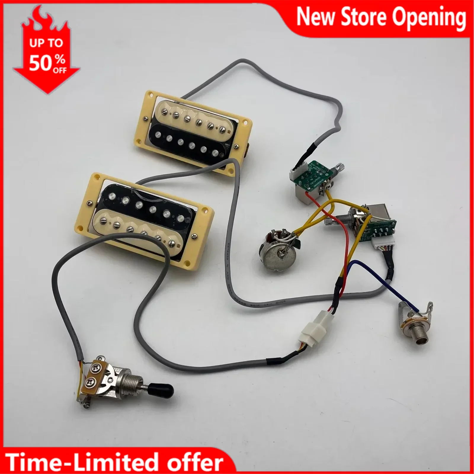 Classic 4C Humbucker Guitar Pickup Set w/ 2V1T 3-Way Push Pull Switch Wiring Harness