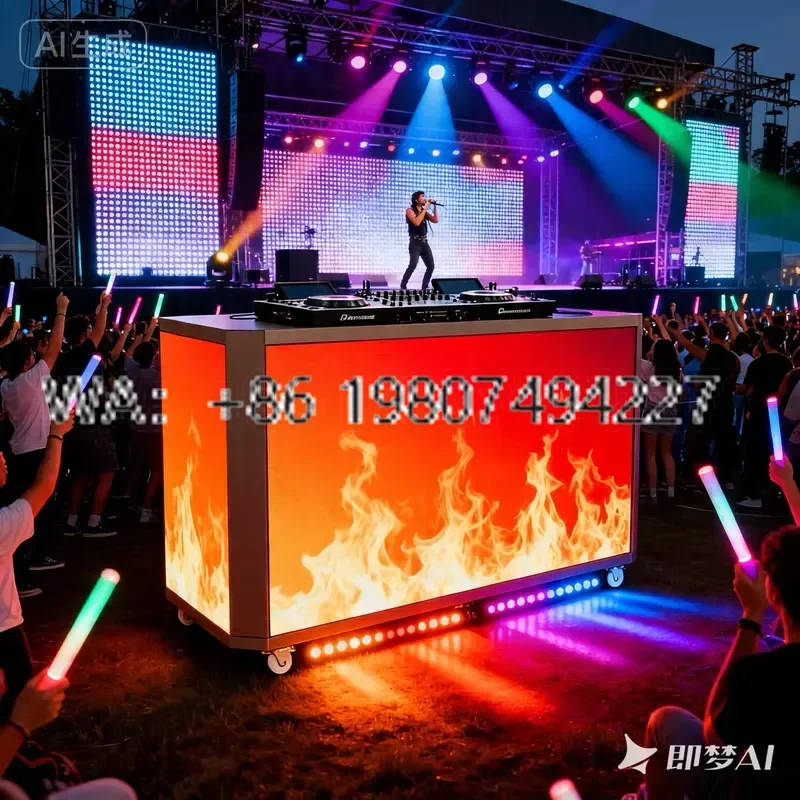 P3.91 High Resolution Indoor Outdoor LED Display Screen Front Maintenance 5000cd Brightness IP65 Waterproof for DJ Console 5