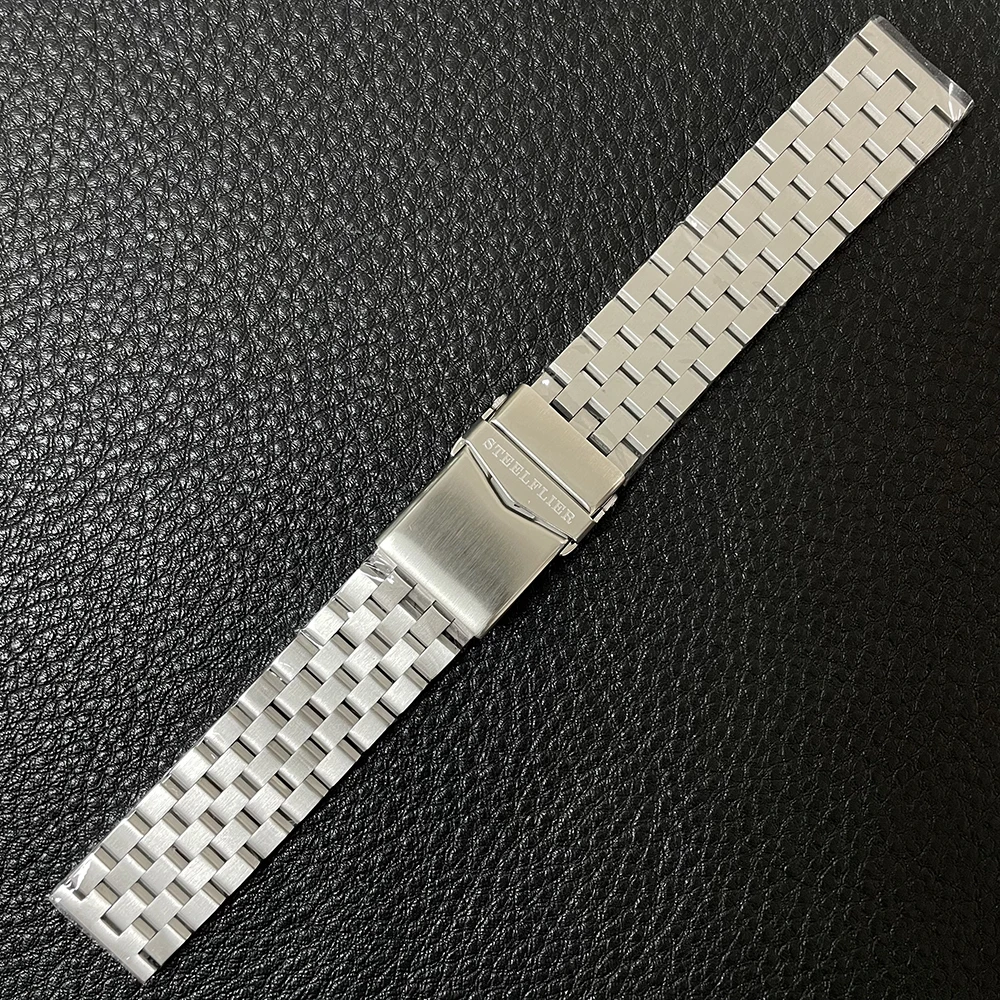 

STEELFLIER Official Luxury 22MM Width Watch Strap Stainless Steel Folding Safety Buckle Flat End Watchband SF764GD