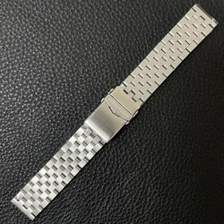 STEELFLIER Official Luxury 22MM Width Watch Strap Stainless Steel Folding Safety Buckle Flat End Watchband SF764GD