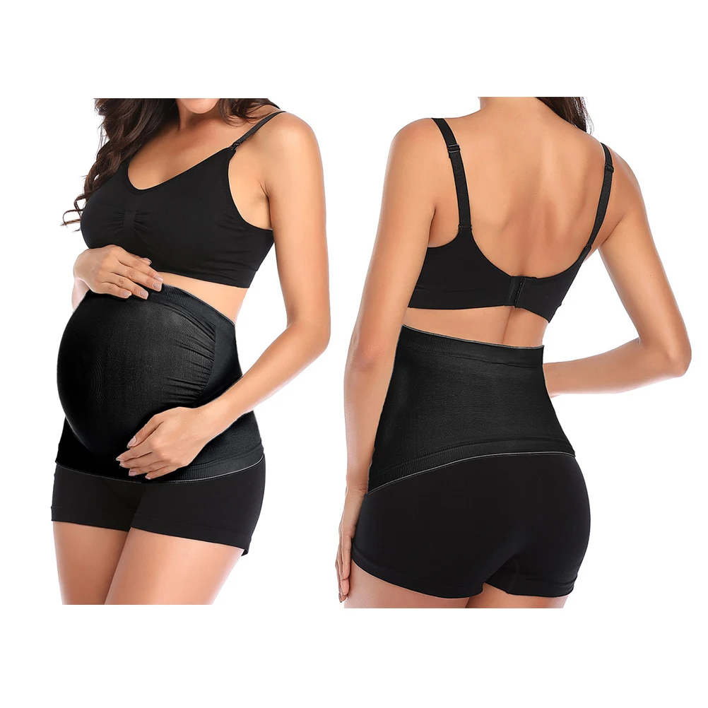 

Comfortable Pregnancy Support Belt Black Xl 8595cm Hipline Elastic Seamless Maternity Girdle For Pregnant Women Layering Wear