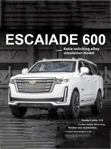 1:32 Cadillac Escalade Off Road Vehicle Alloy Car Diecast Metal Model Sound Light Pull Back Toy Car Central Control Ornaments