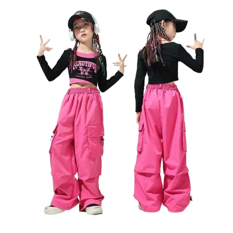 Crianças dança de rua moda ternos menina meninos jazz hip-hop dança roupas cor combinando legal jazz dança desempenho trajes