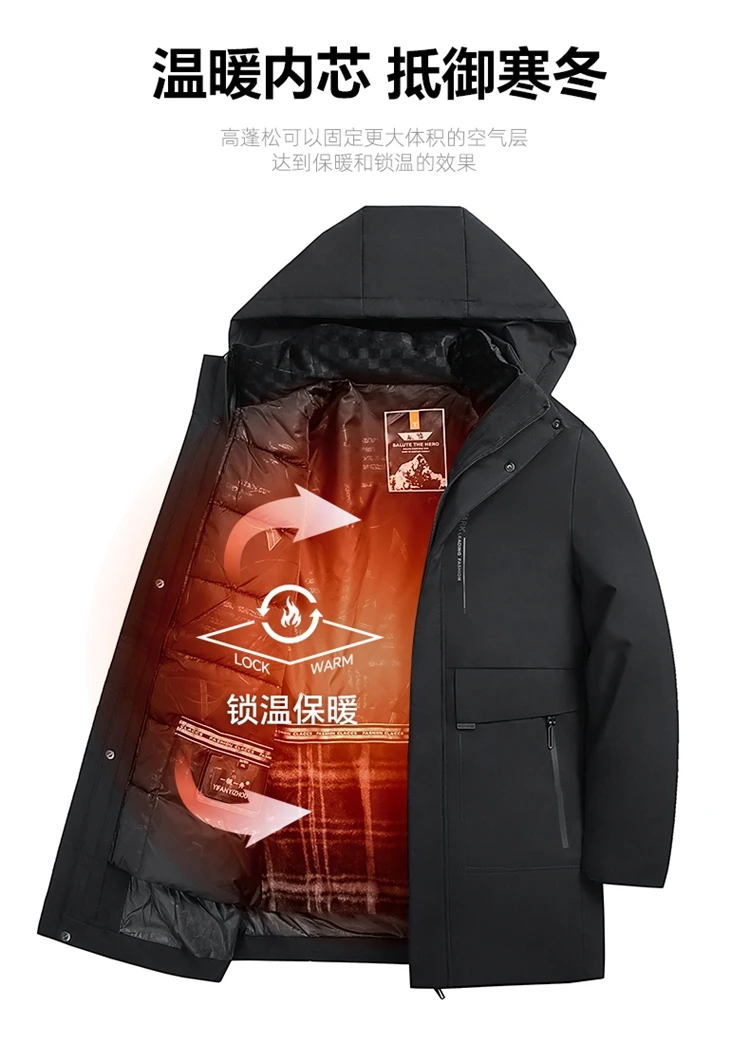 2PC Waterproof Windproof NEW -40 Degrees Top Quality White Duck Down Jacket Business Men Thick Winter Big Hood Collar Warm Parka