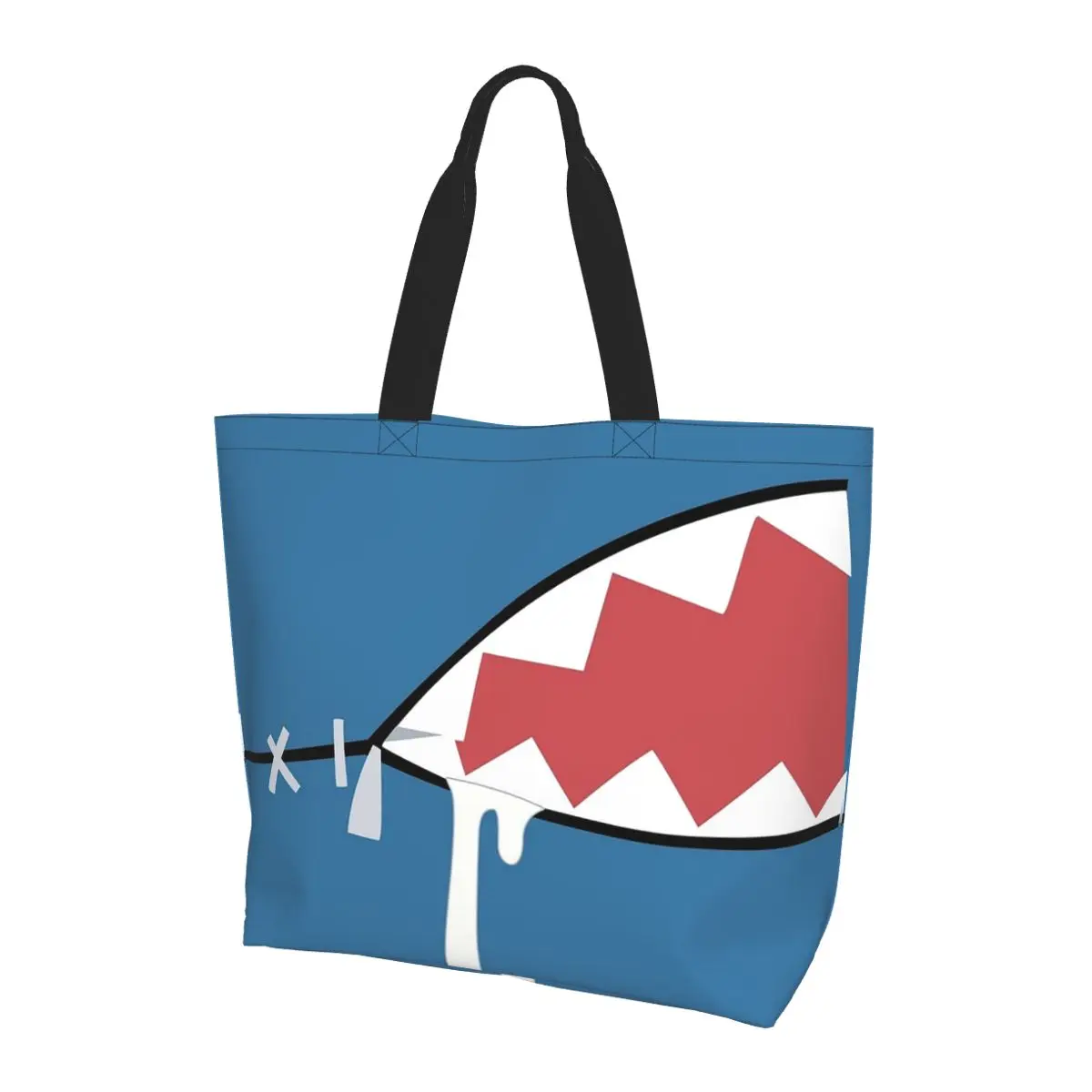 

Gawr Gura Shark Mouth Shopping Tote Bag Холщовые сумки на плечо большой вместимости Сумка-шоппер для продуктов для женщин