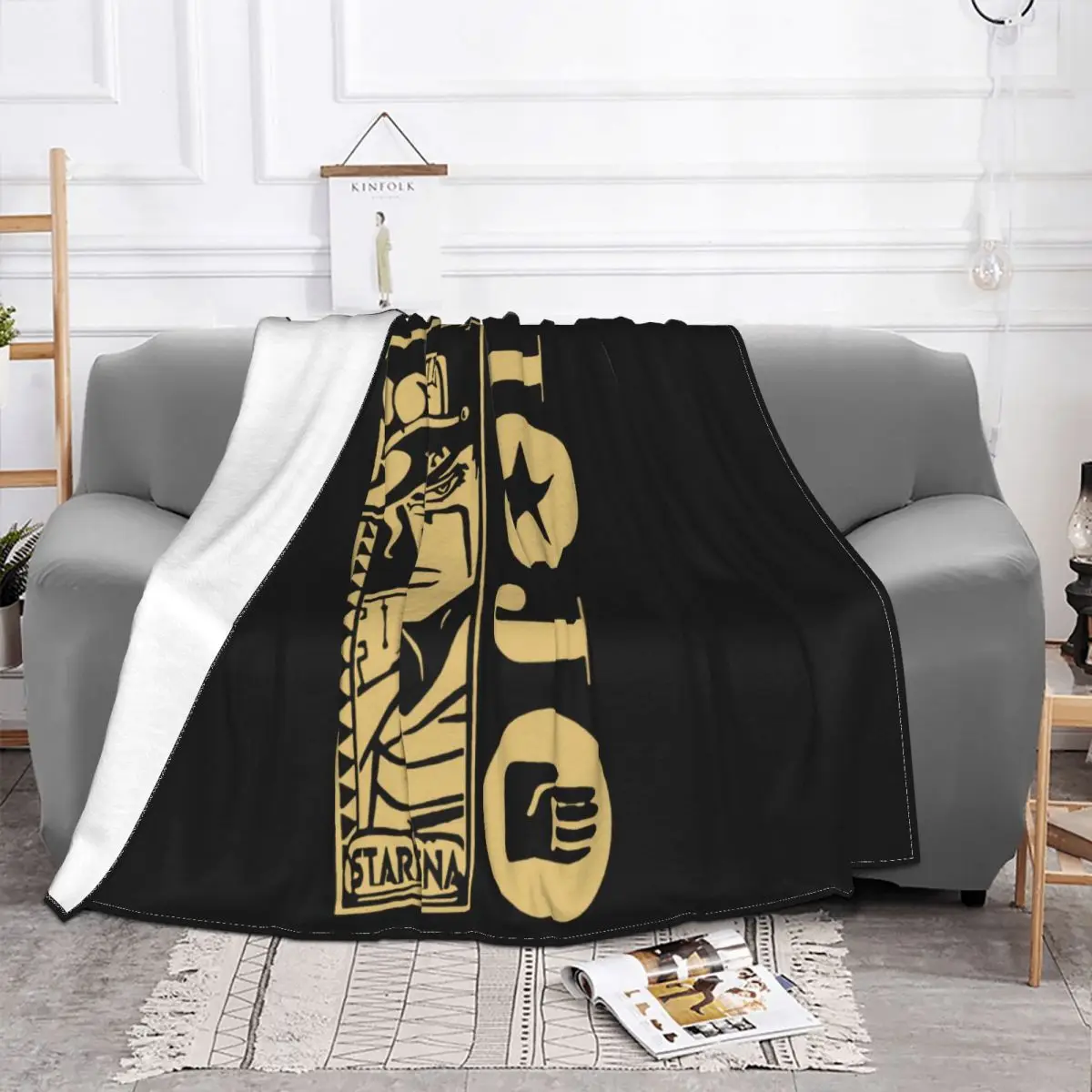 Anime Jojo Bizarre Adventure Cosplay Summer Black Hot Wom Retro Loose Natural Family Western Style Throw Blanket