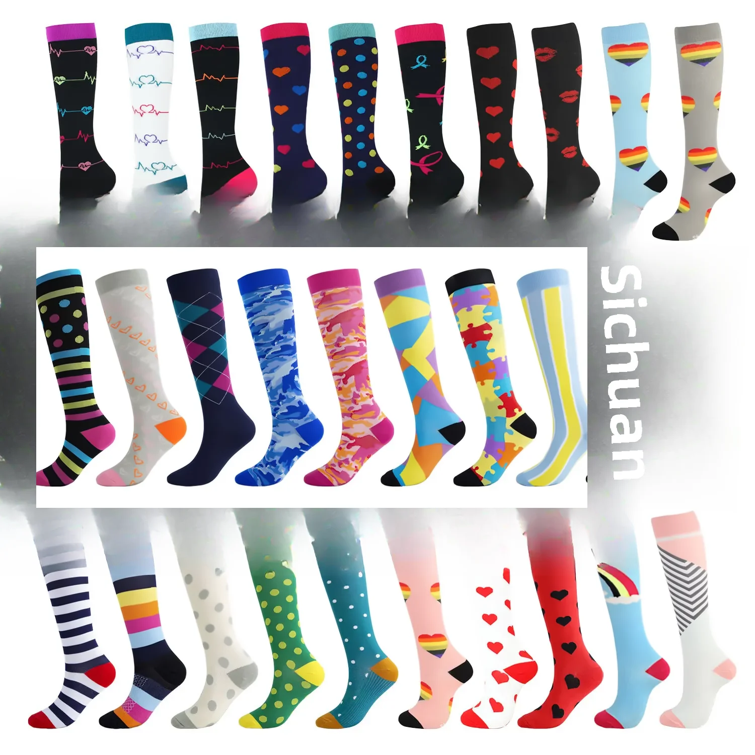 Spot cross-border sports compression socks stockings calf socks compression socks skipping rope running elastic cycling socks...