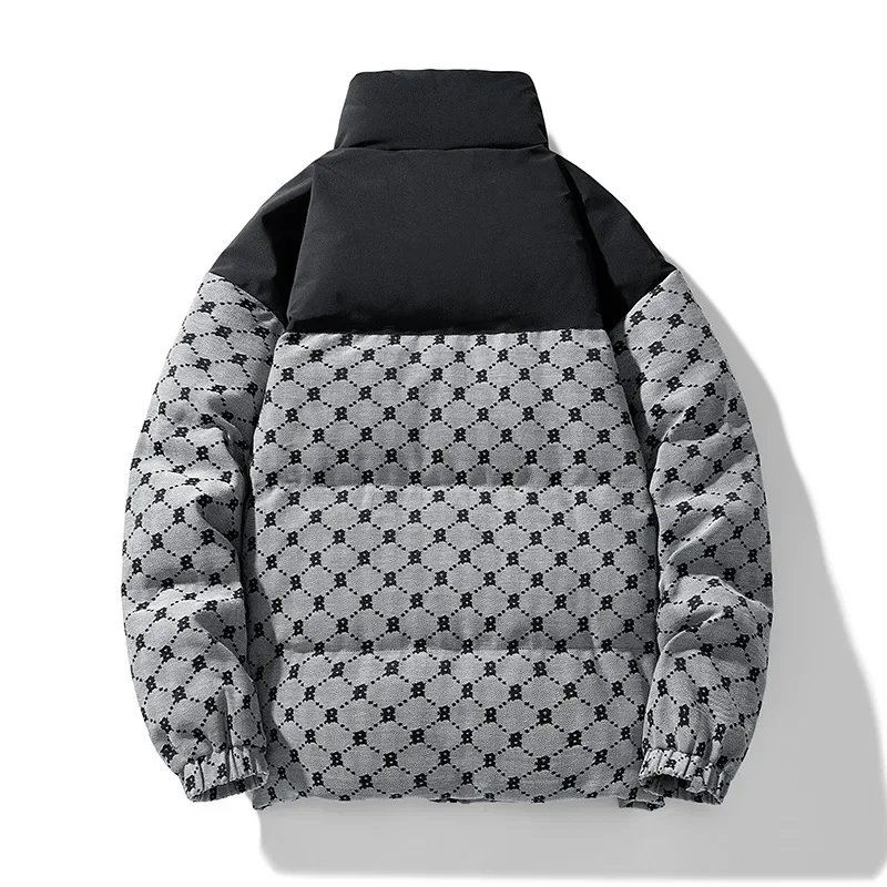 Contrast color high-end down jacket men's winter thickened trend splicing stand collar top 90 white duck insulation outfit
