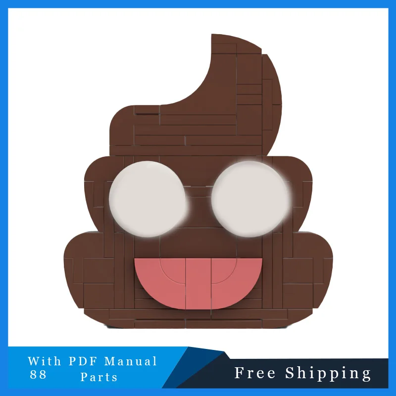 

88-детали MOC Poop Emoji DIY Интернет-икона — штабелируемый Poo Emoji, интерактивная сборка, подарок на день рождения и Рождество