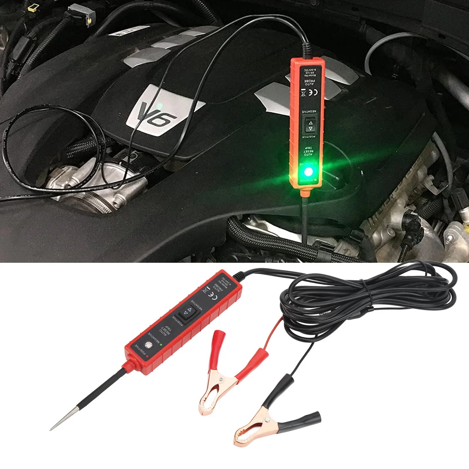 Car Circuit Tester with LED Light 6‑24V Multifunction Automotive Test Probe for Boats Trailers