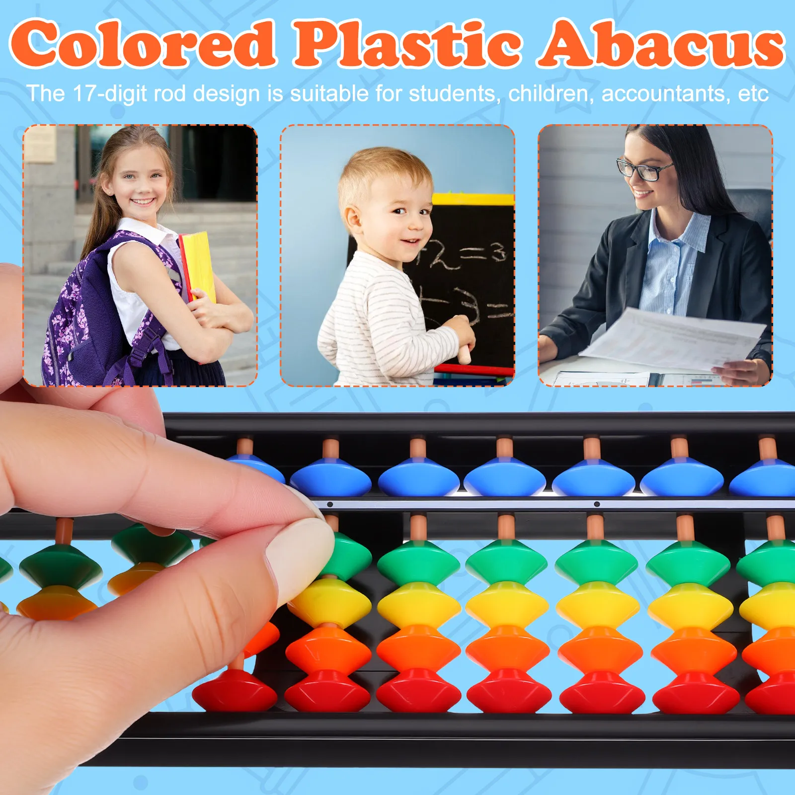 1 قطعة 17 أرقام المعداد البلاستيكي للأطفال الطلاب المحاسبين النمط الصيني أداة التعلم الحسابي حبة حساب