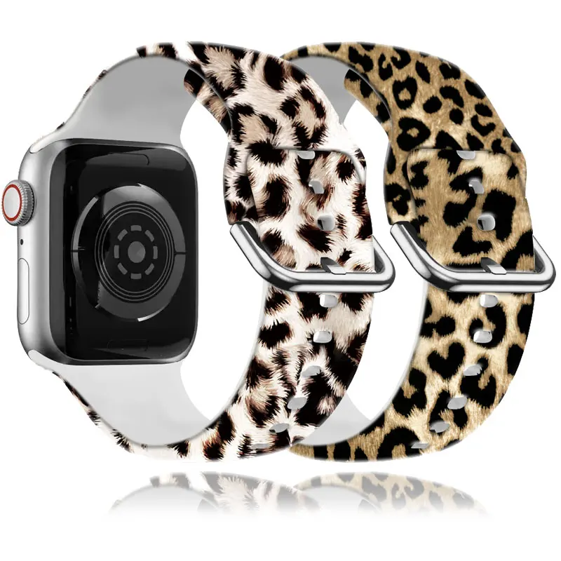 Silicone Leopard Print Strap for Apple Watch Band Ultra 49mm S11 S10 46mm 42mm Bracelet for iWatch 9 8 7 6 5 4 SE 45mm 41mm 40mm