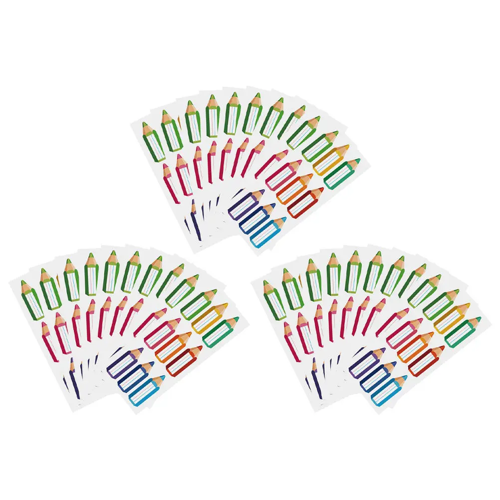 

30 Sheets Colorful Cartoon Pencil Name Stickers School Supplies Labels Blank Area Update Strong Stick Desk