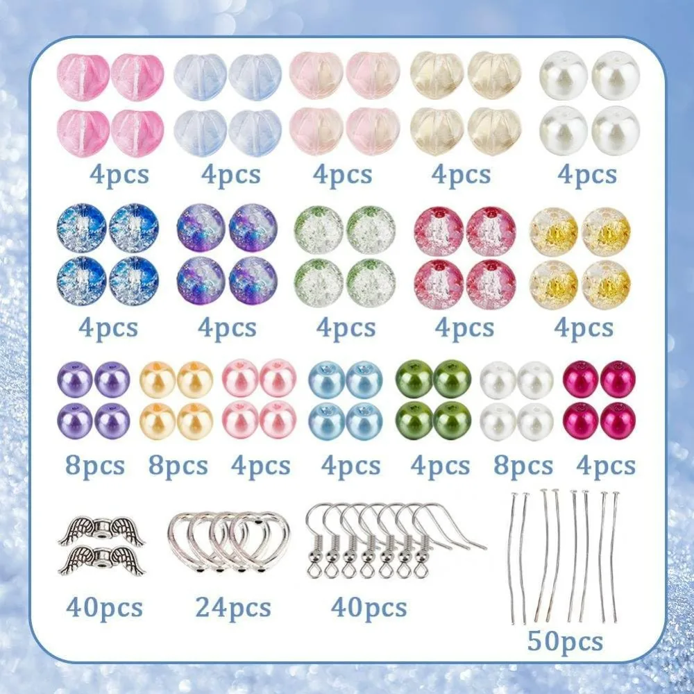 1 Box DIY 20 Pairs Guardian Angel Charms Christmas Beading Angel Beads Earrings Making Starter Kit Angel Wing Bead Heart Bead