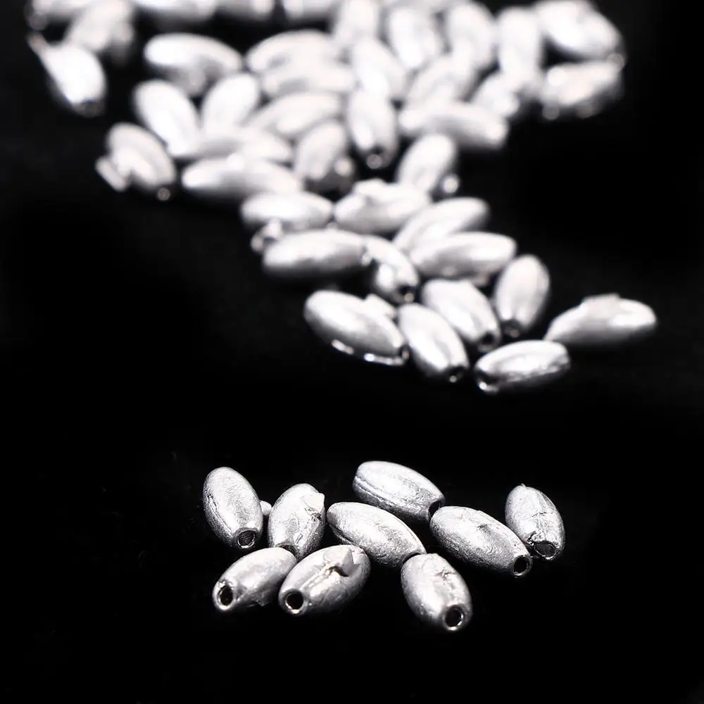 

50Pcs Quick Sinking Oval Shaped Weight Split Shot Olive Angling Gear Sinkers Fishing Beads Lead Sinker